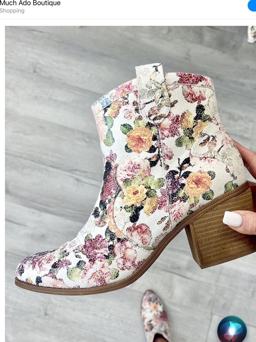 Muchadoboutique Floral Print Women's Ankle Boot - White Multicolor